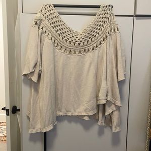 We the Free tan off the shoulder crochet top